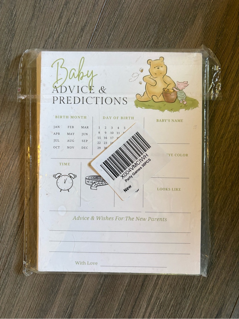 Baby Advice & Predictions Cards with Winnie the Pooh Design